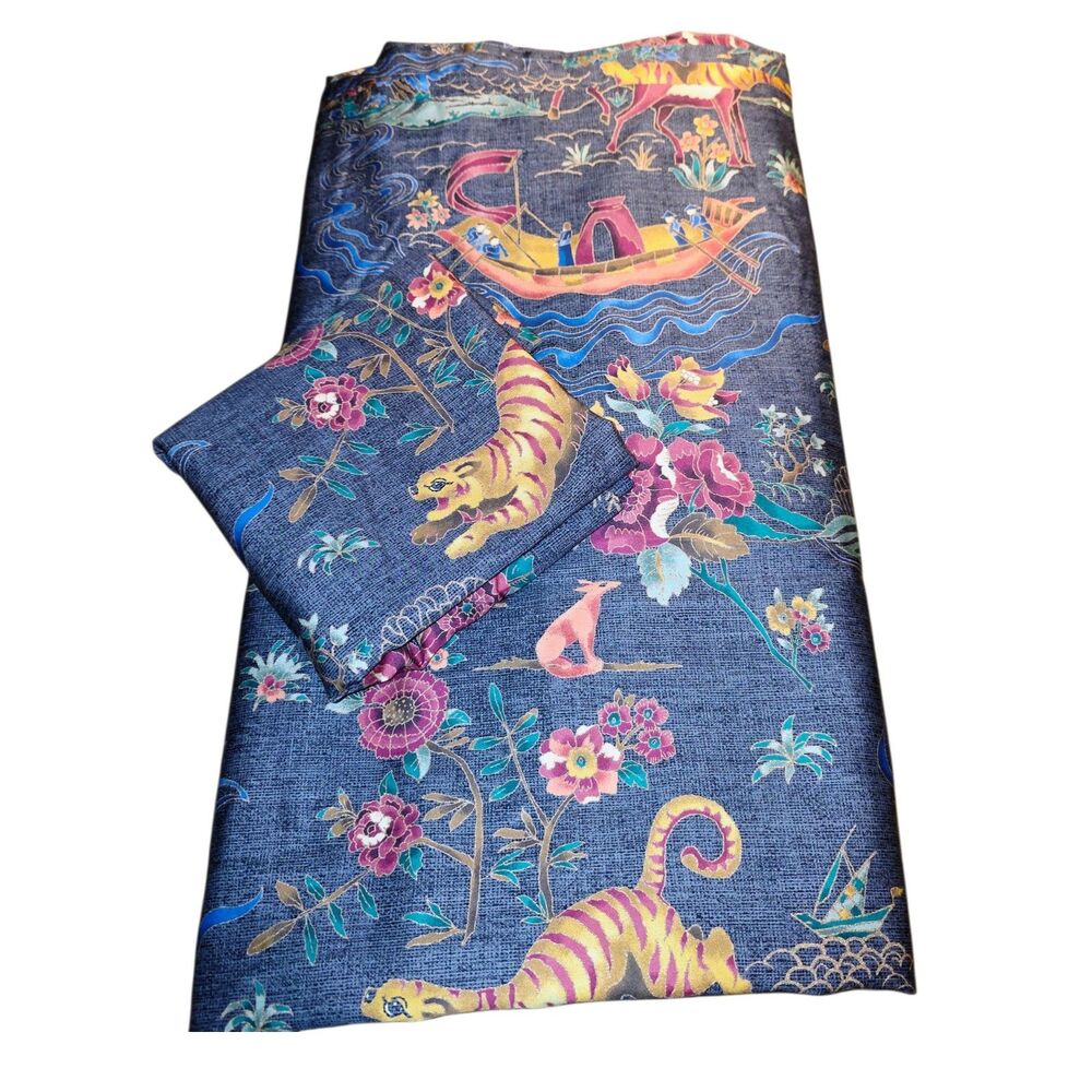 CUDDLEDOWN #8 Twin 1 Duvet Cover 1 Pillowcase Asian Tiger Dynasty Floral Japan